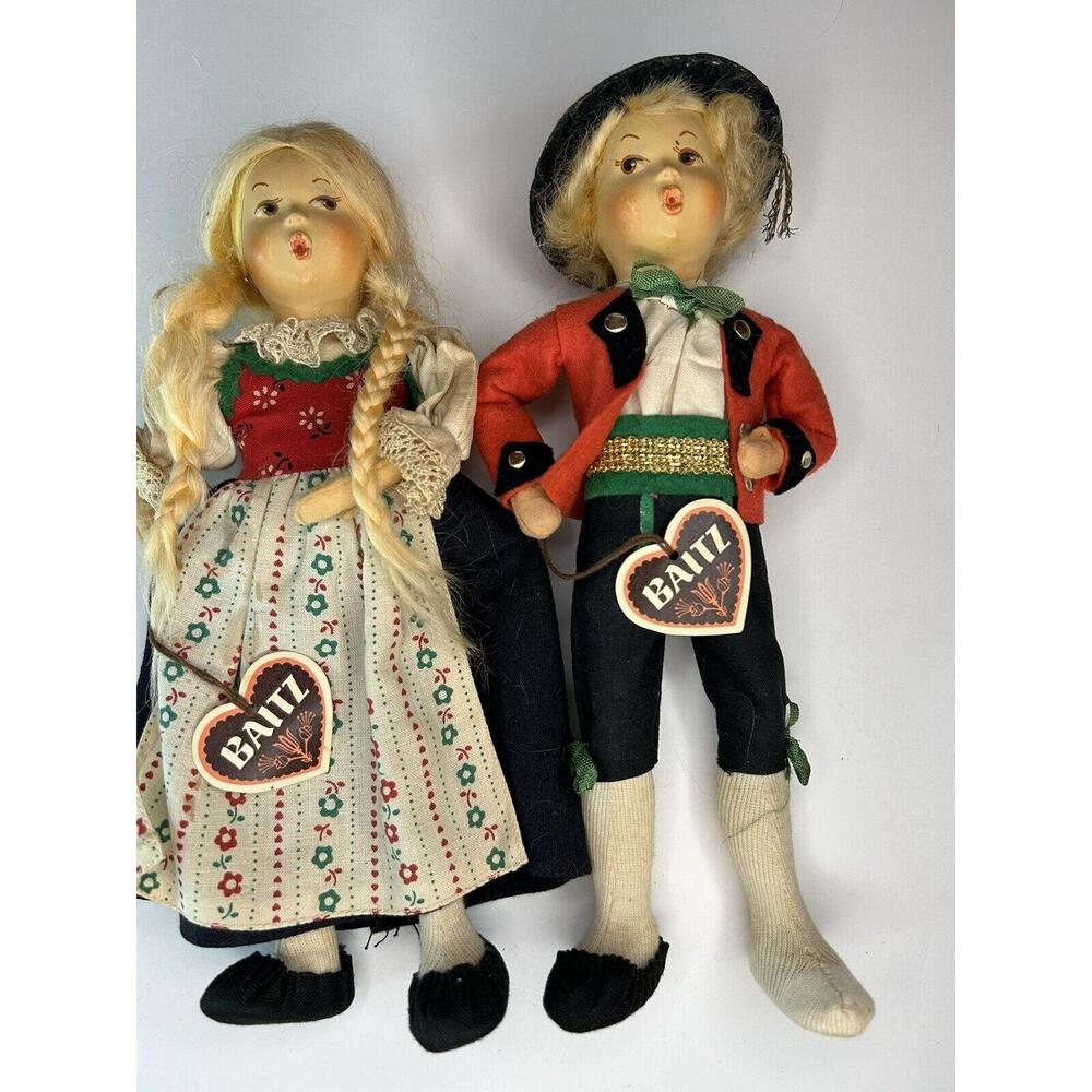 Set Of 2 Vintage BAITZ Dolls 9 With Original Tags Whistling